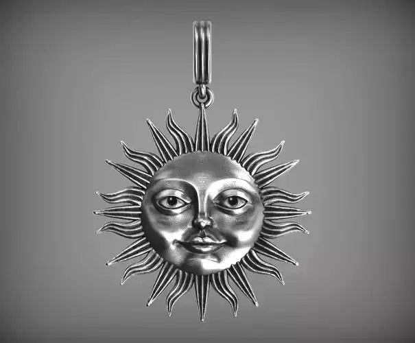 Sun face pendant 3D print model