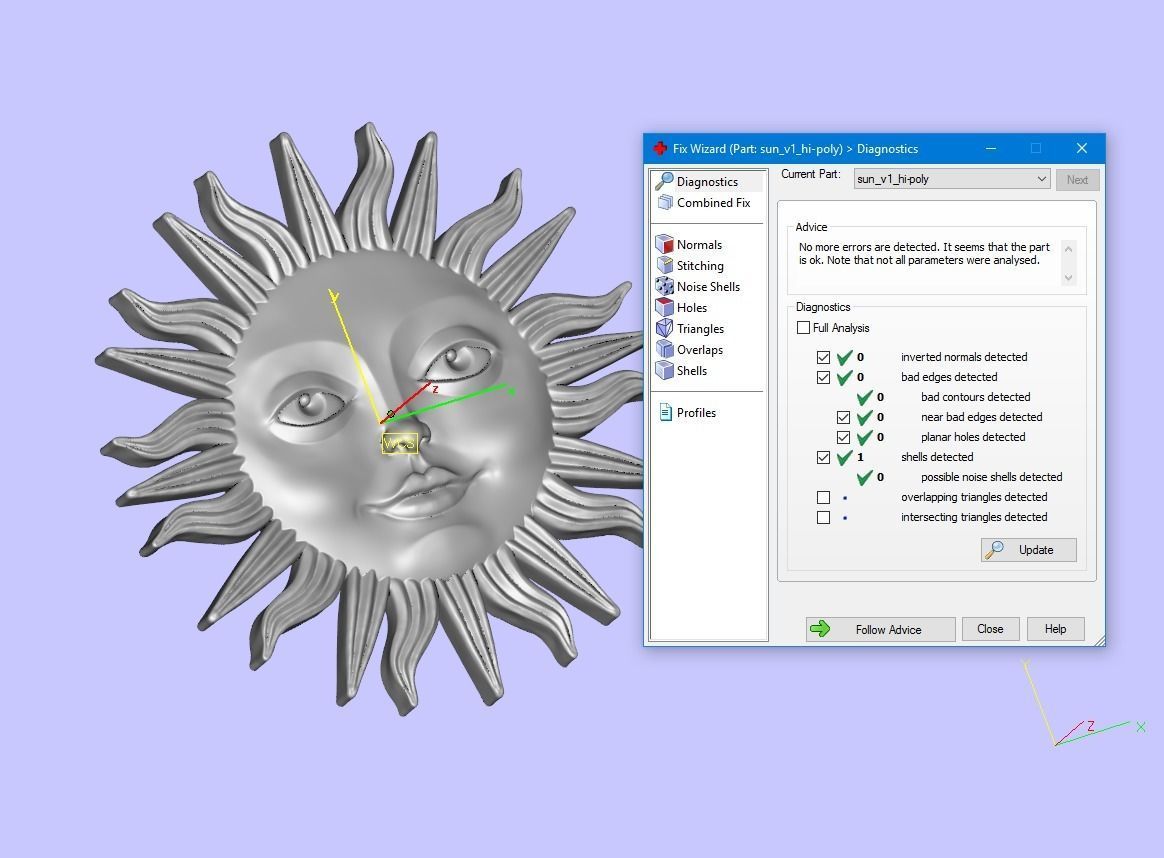 Sun face pendant 3D print model_8