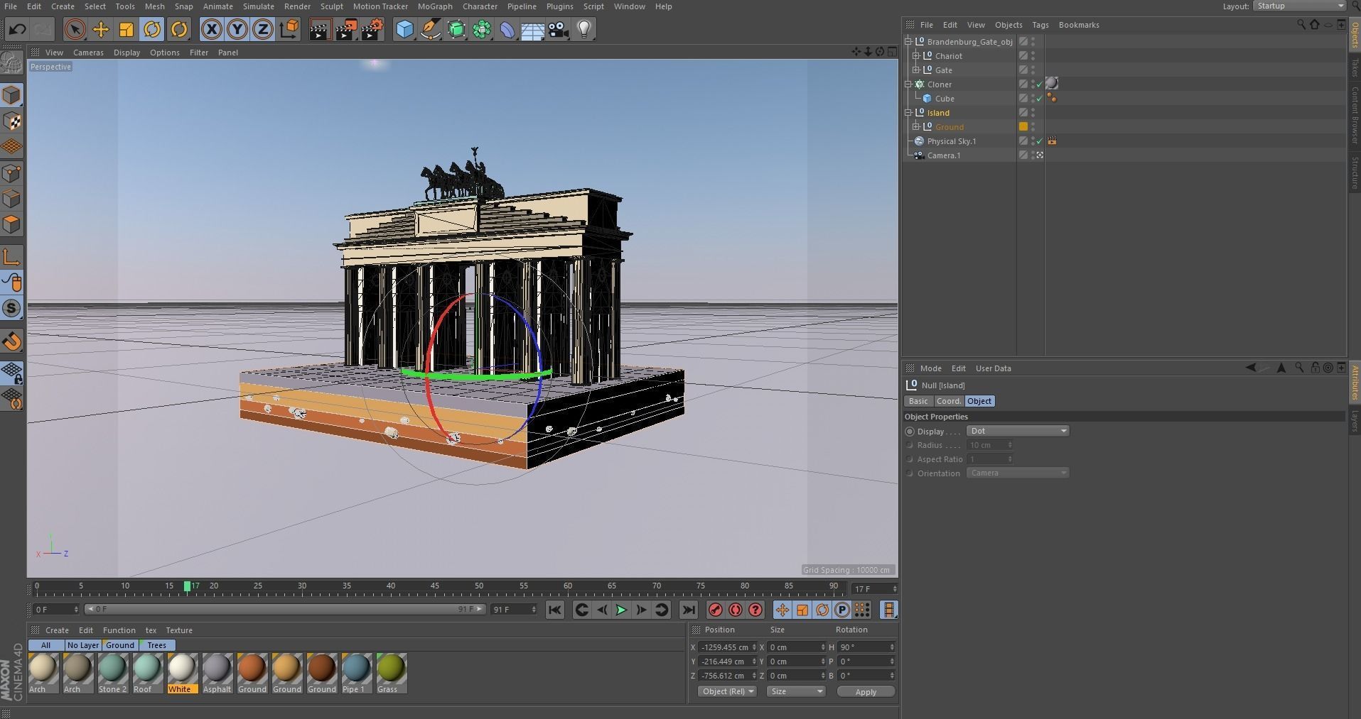 Cartoon Lowpoly Berlin Brandenburg Gate Landmark Low-poly 3D model_11