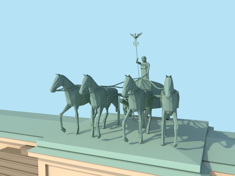 Cartoon Lowpoly Berlin Brandenburg Gate Landmark Low-poly 3D model_3