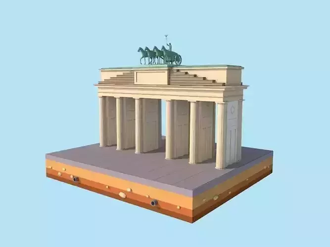 Cartoon Lowpoly Berlin Brandenburg Gate Landmark Low-poly 3D model
