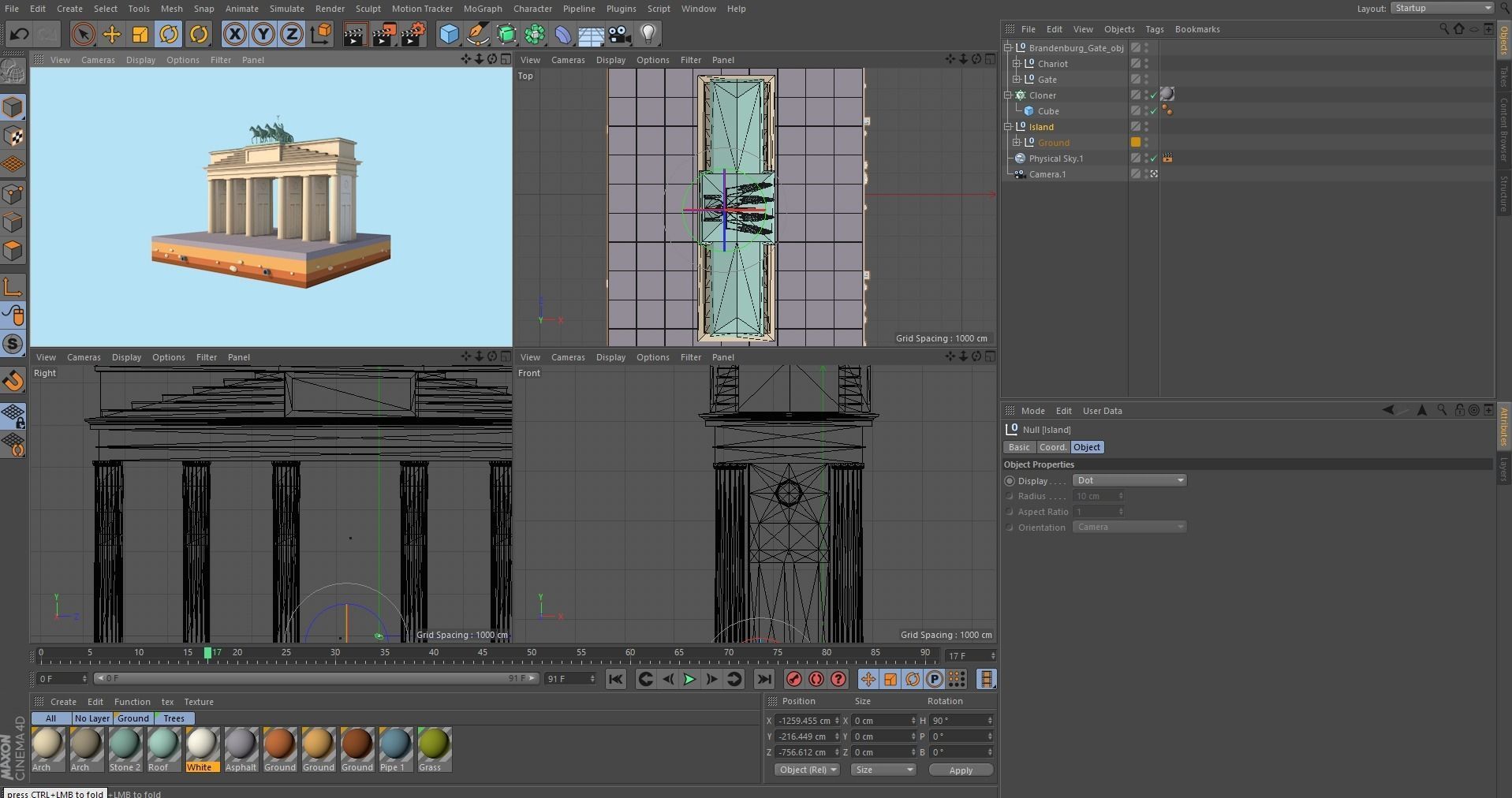 Cartoon Lowpoly Berlin Brandenburg Gate Landmark Low-poly 3D model_12