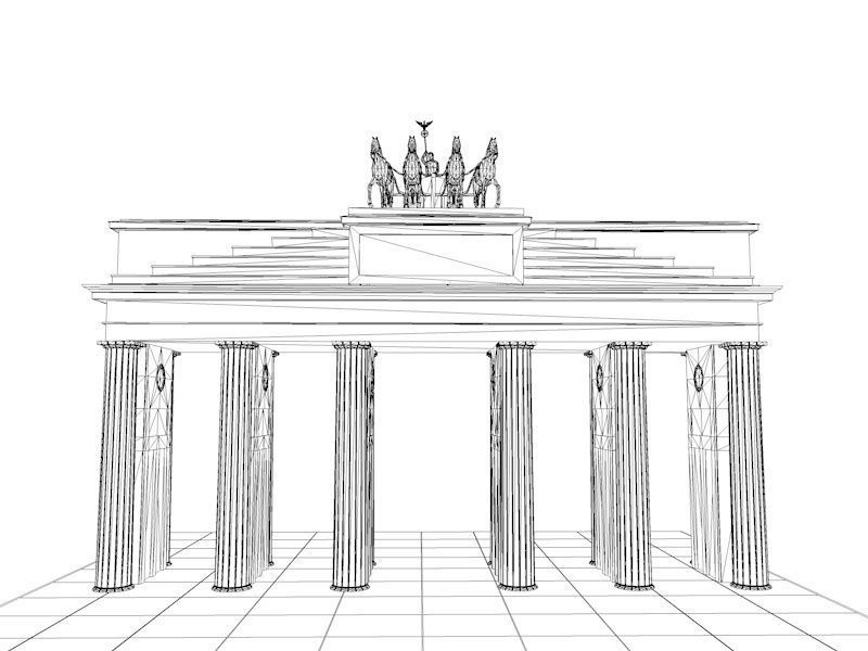 Cartoon Lowpoly Berlin Brandenburg Gate Landmark Low-poly 3D model_9