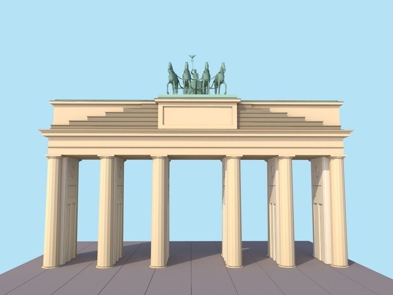 Cartoon Lowpoly Berlin Brandenburg Gate Landmark Low-poly 3D model_1