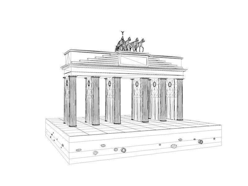 Cartoon Lowpoly Berlin Brandenburg Gate Landmark Low-poly 3D model_8