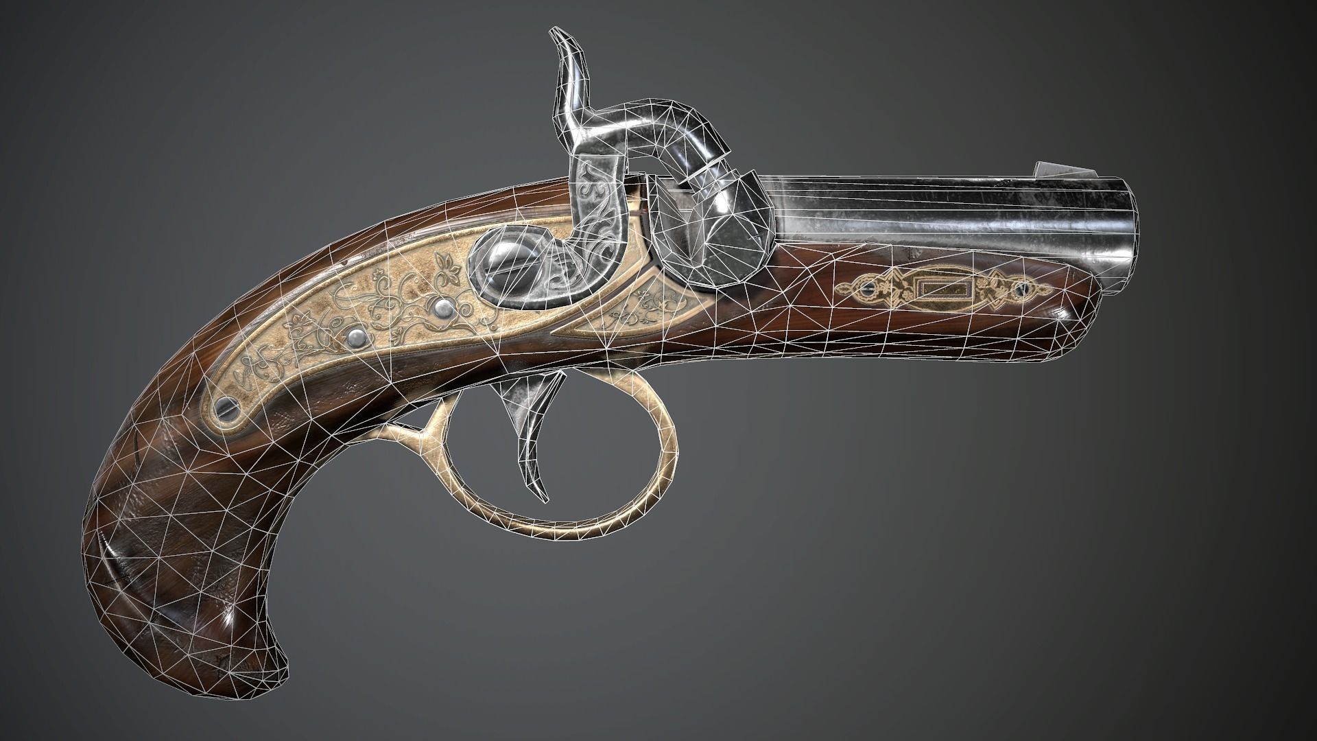 Collection of classic guns Low-poly 3D model_20