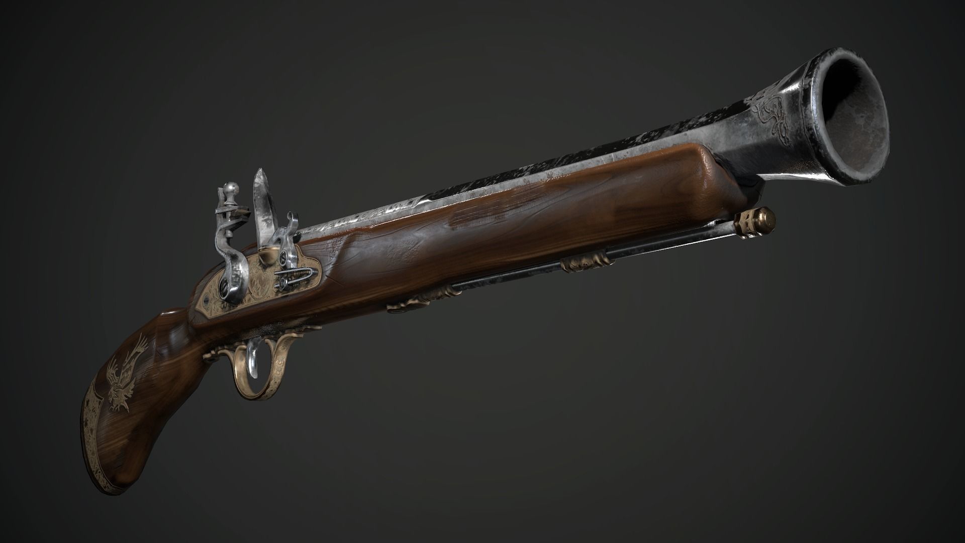 Collection of classic guns Low-poly 3D model_22