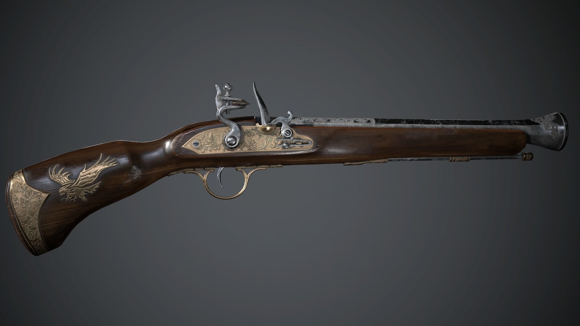 Collection of classic guns Low-poly 3D model_24