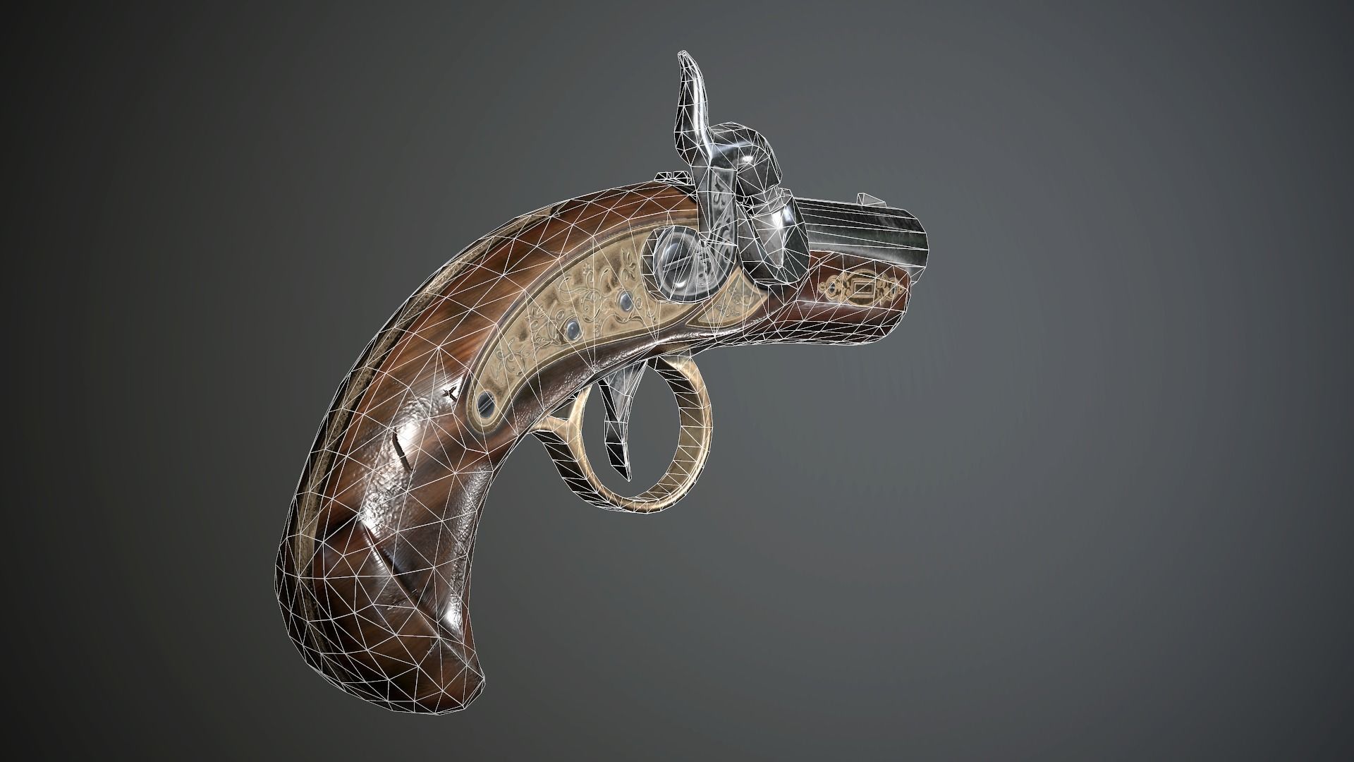 Collection of classic guns Low-poly 3D model_19