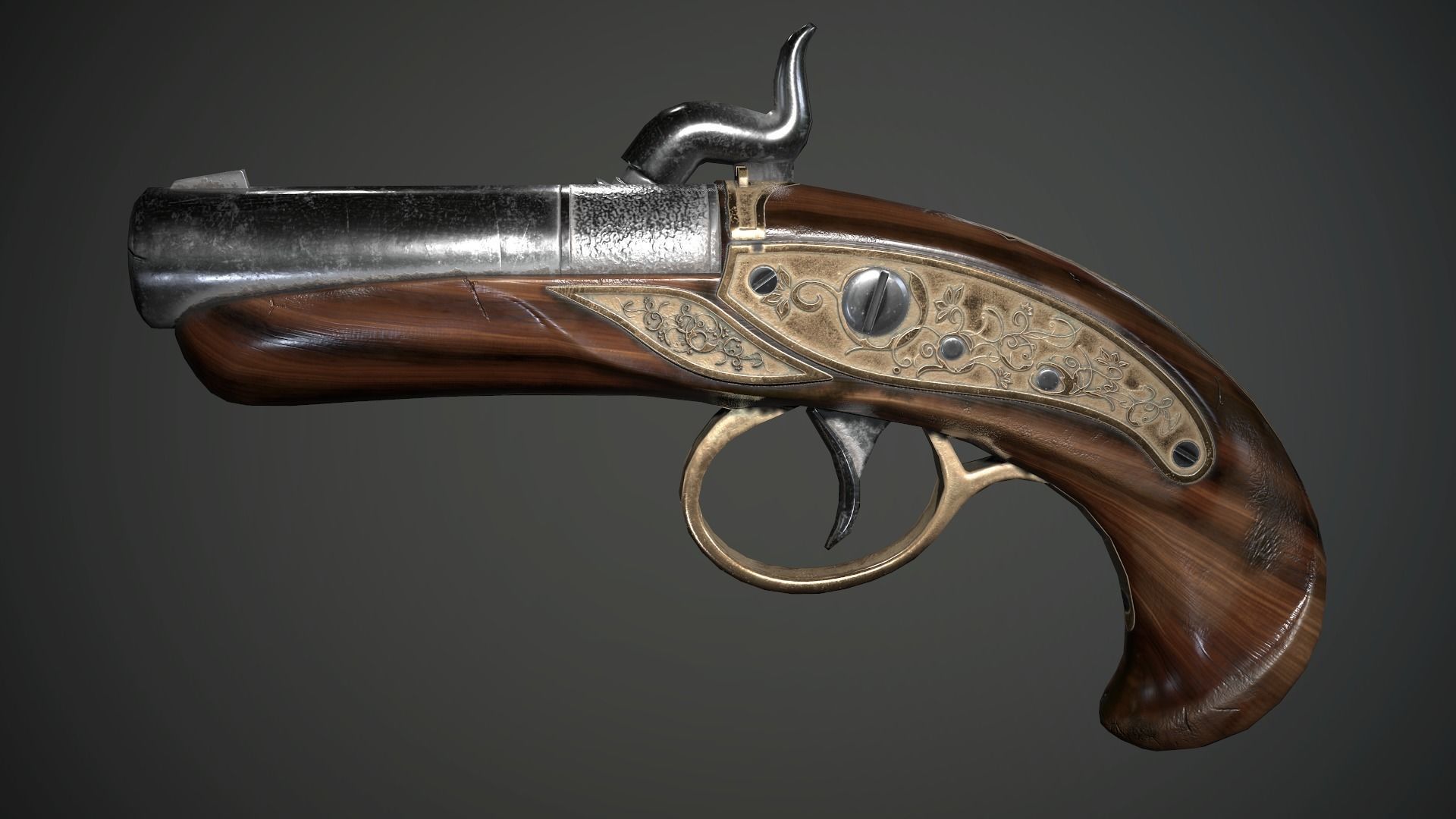 Collection of classic guns Low-poly 3D model_17