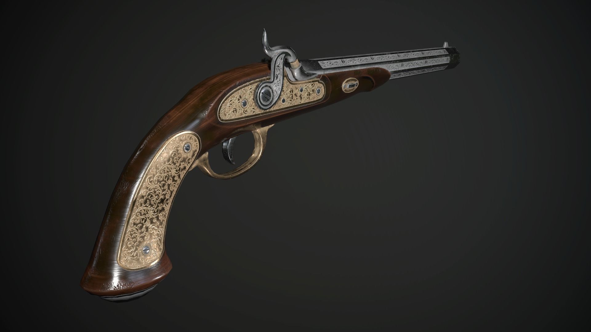 Collection of classic guns Low-poly 3D model_30