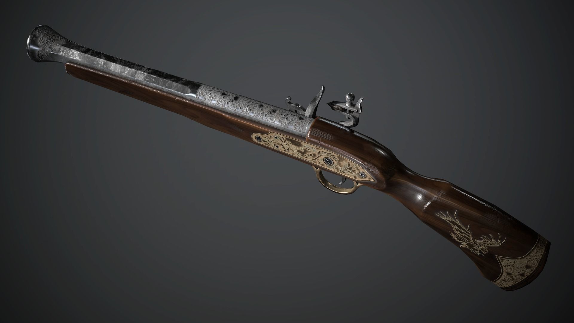 Collection of classic guns Low-poly 3D model_25