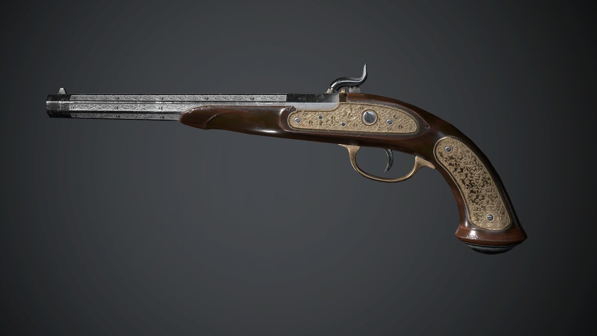 Collection of classic guns Low-poly 3D model_33