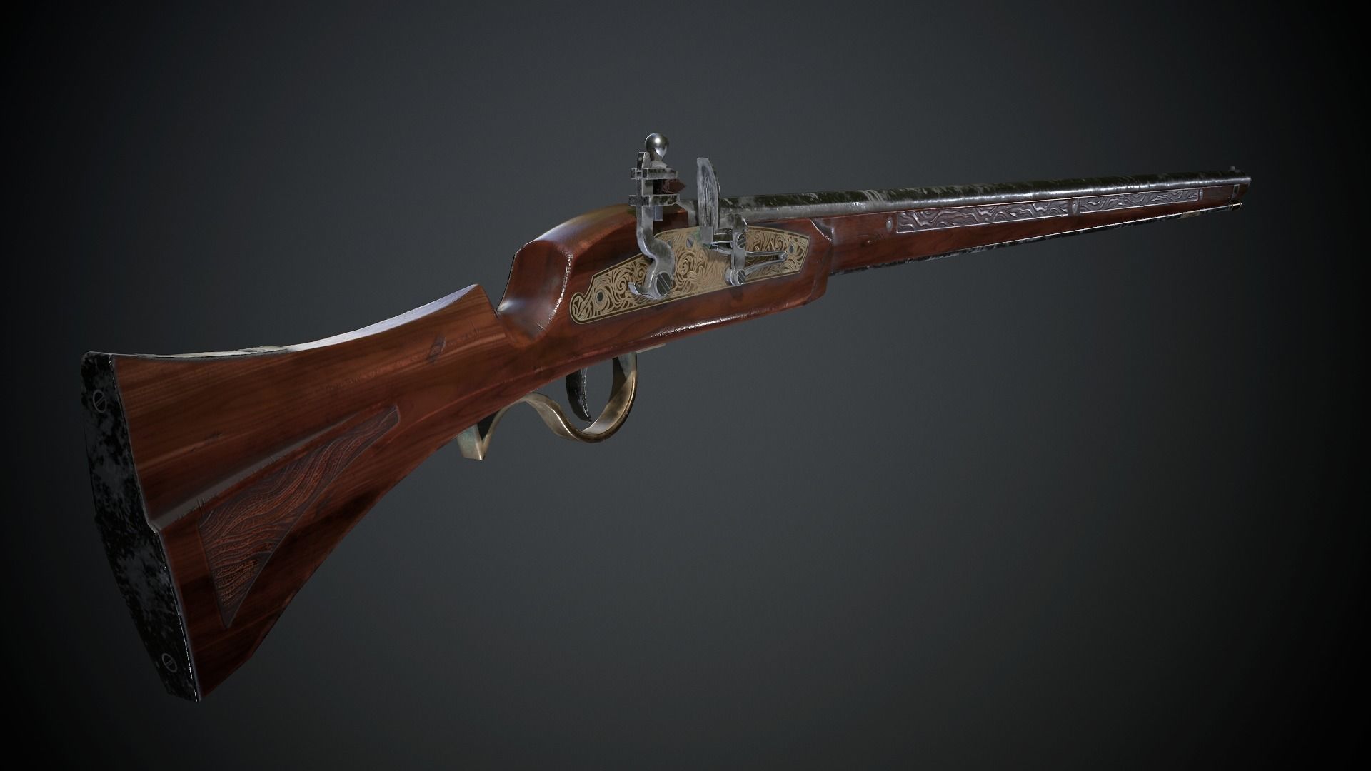 Collection of classic guns Low-poly 3D model_38