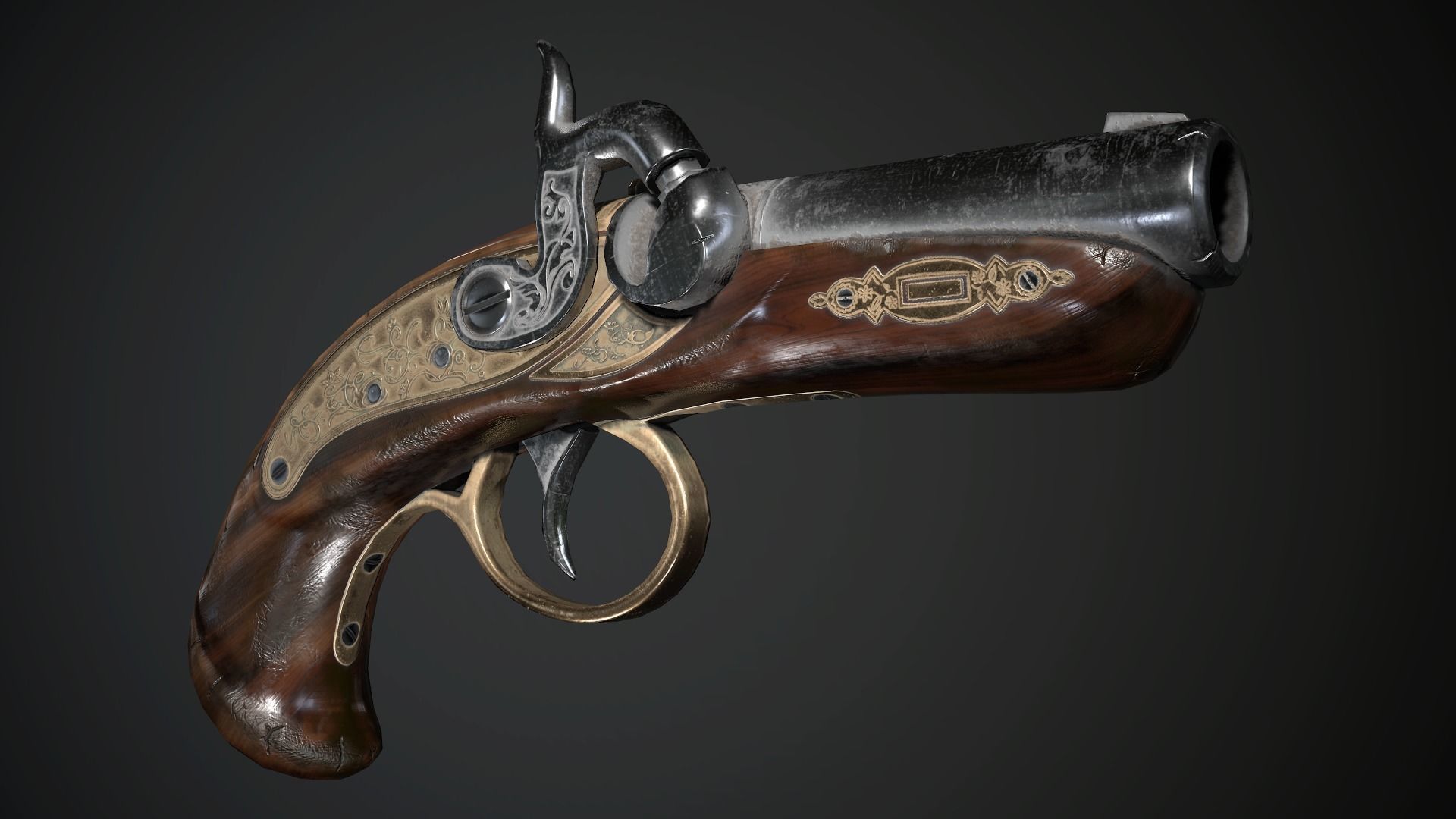 Collection of classic guns Low-poly 3D model_10