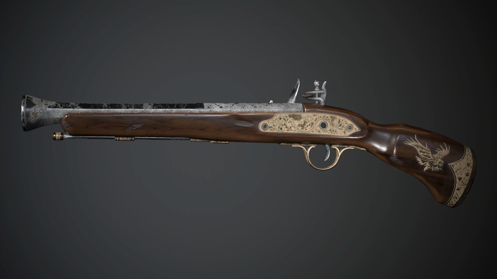 Collection of classic guns Low-poly 3D model_26