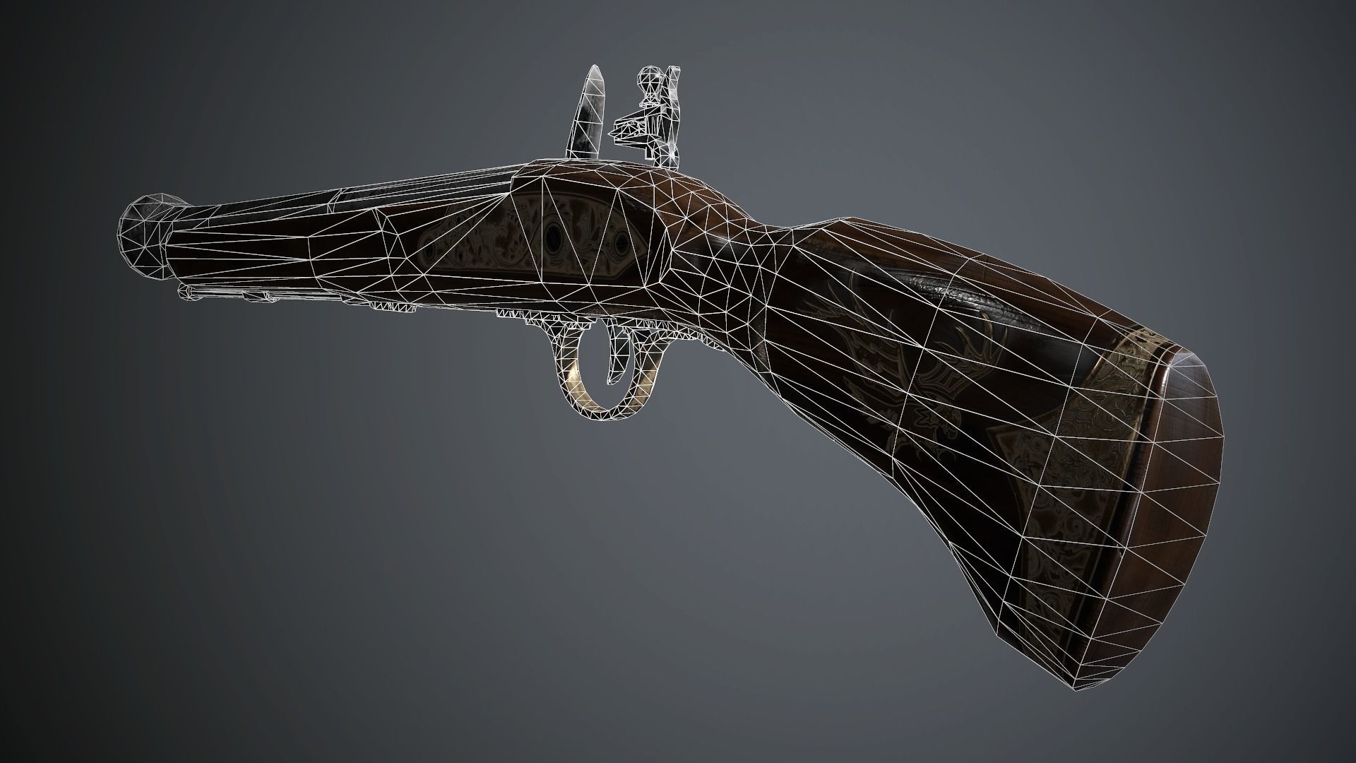 Collection of classic guns Low-poly 3D model_28