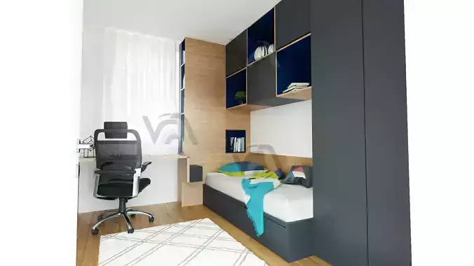 Bedroom 2 with bed and desk