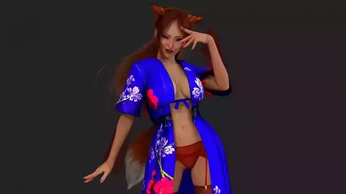 Asian Kitsune Geisha 3D model