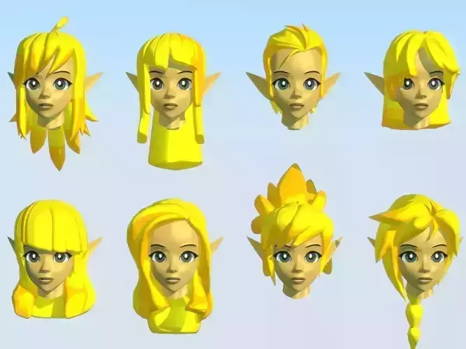 Acheron Hair Styles 01 Low-poly 3D model