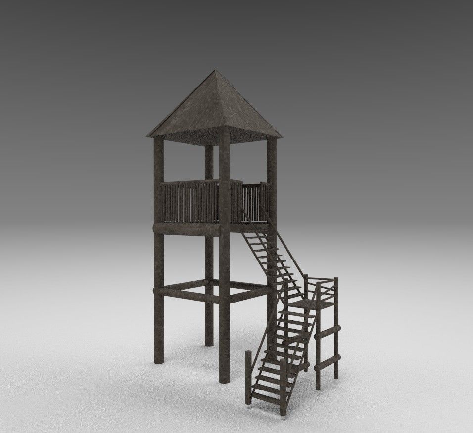 guard tower Low-poly 3D model_4