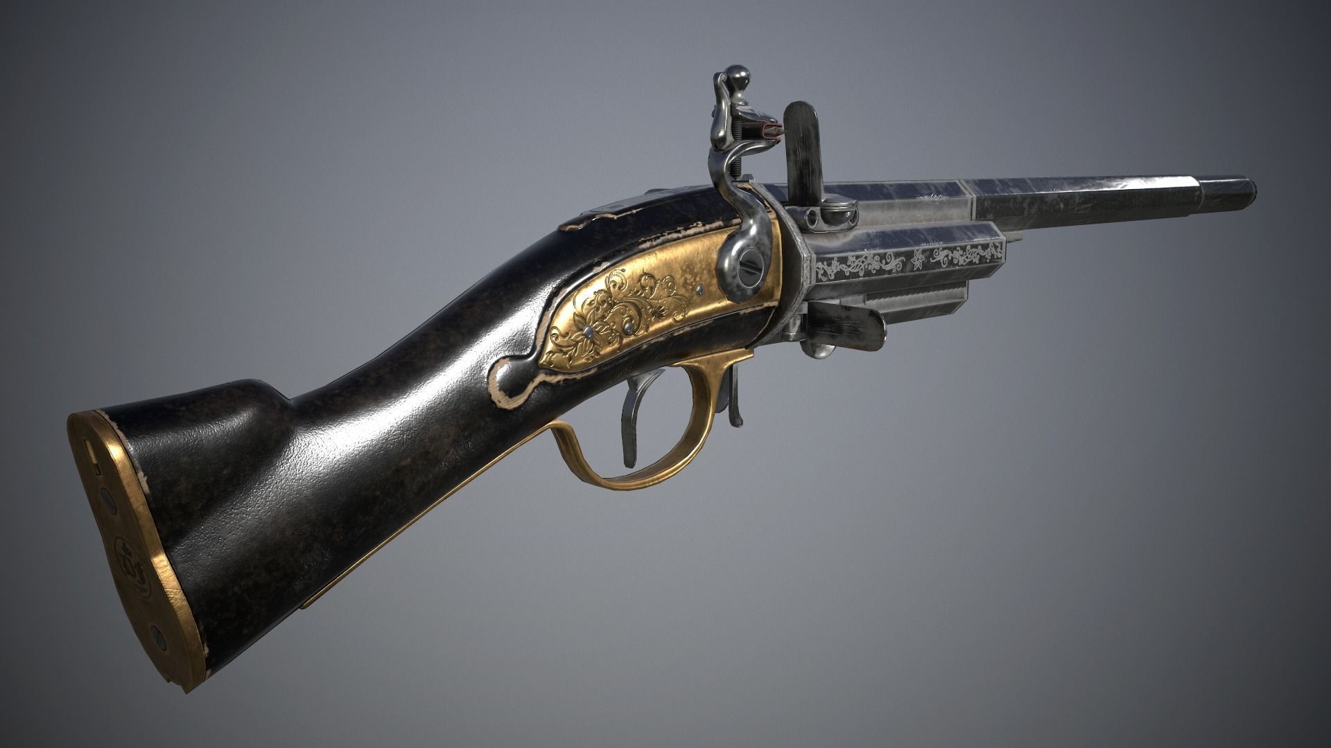 Collection of classic guns 3 Low-poly 3D model_73