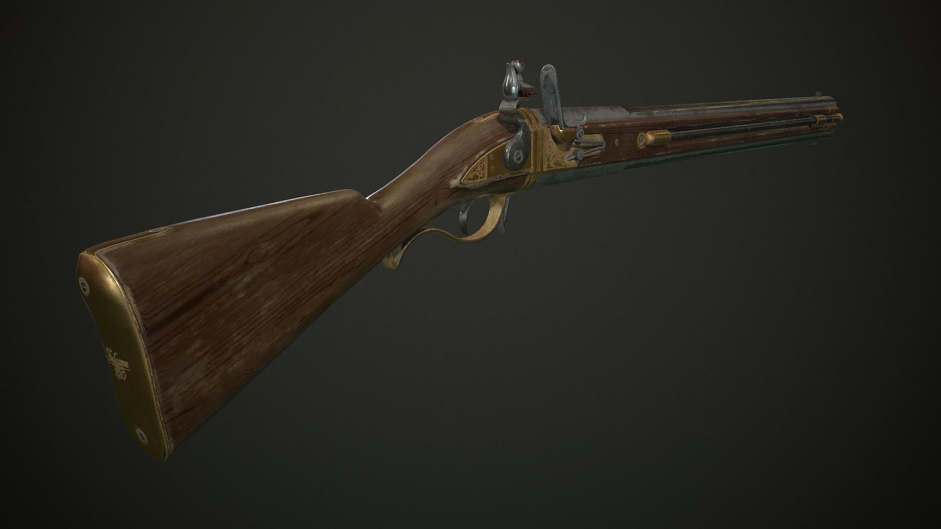 Collection of classic guns 3 Low-poly 3D model_20