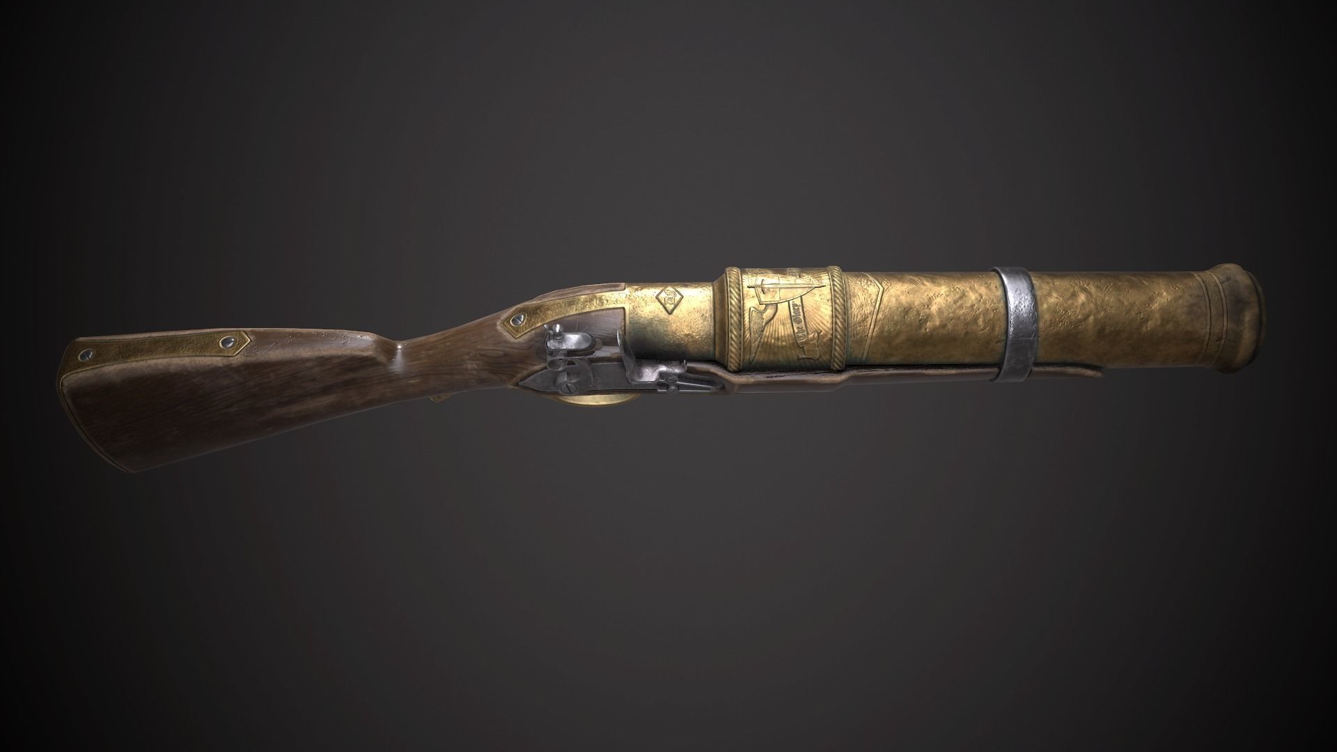 Collection of classic guns 3 Low-poly 3D model_5