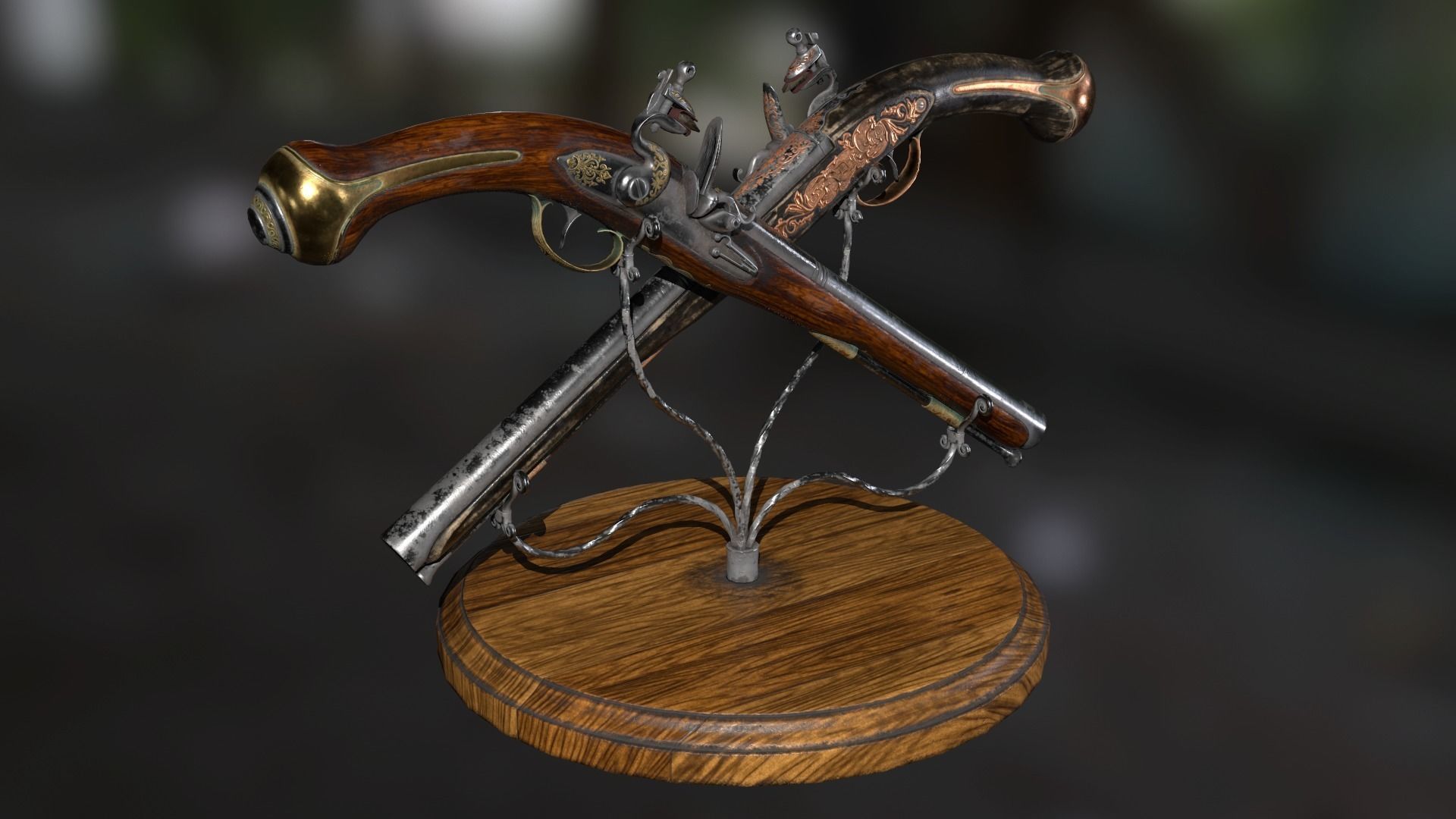 Collection of classic guns 3 Low-poly 3D model_41