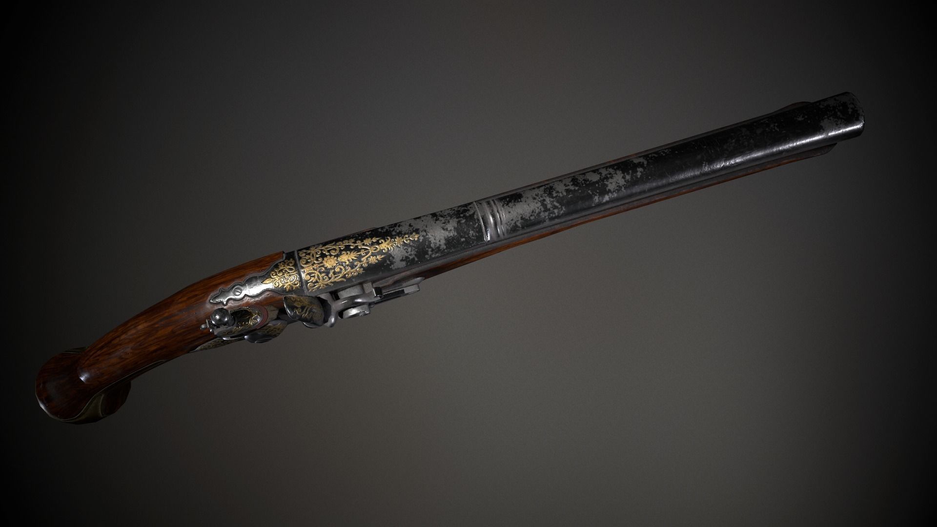 Collection of classic guns 3 Low-poly 3D model_44