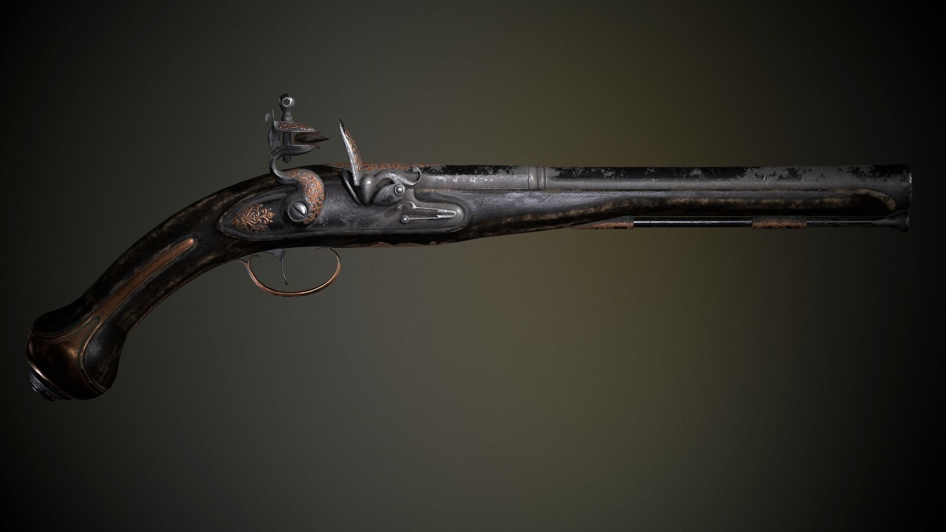 Collection of classic guns 3 Low-poly 3D model_47