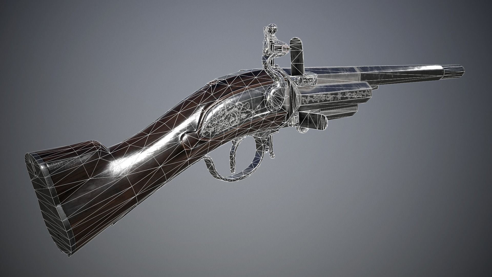 Collection of classic guns 3 Low-poly 3D model_74