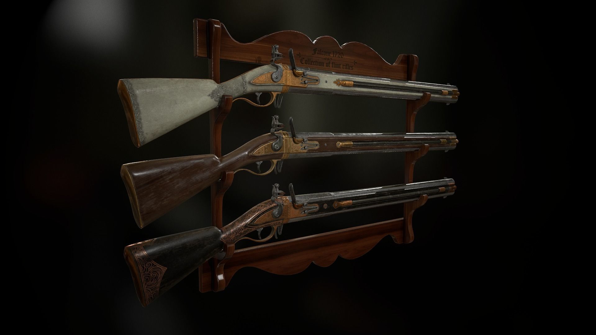 Collection of classic guns 3 Low-poly 3D model_18