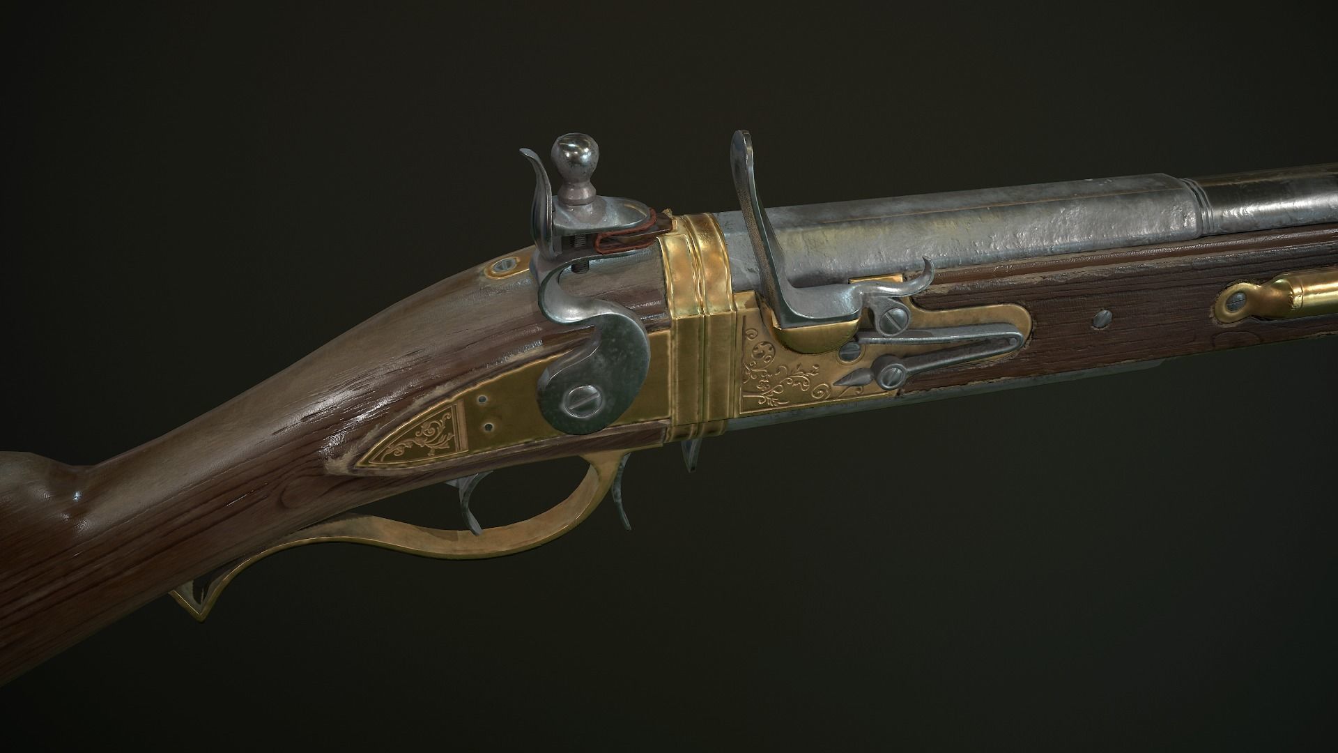 Collection of classic guns 3 Low-poly 3D model_21