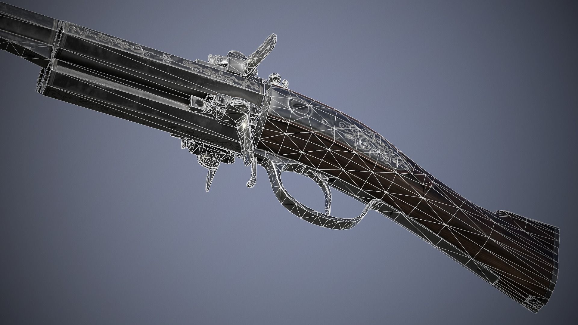 Collection of classic guns 3 Low-poly 3D model_76