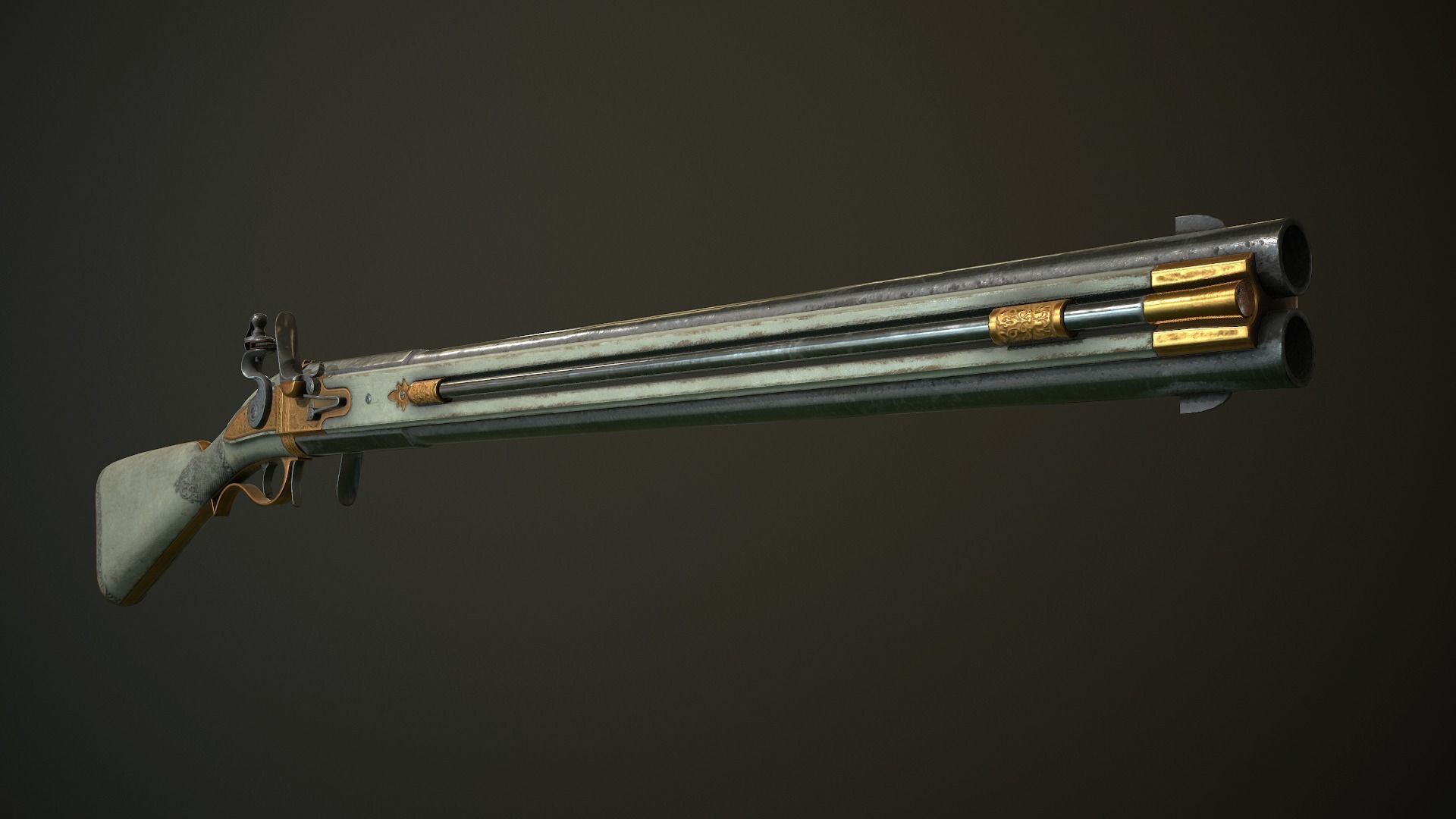 Collection of classic guns 3 Low-poly 3D model_31