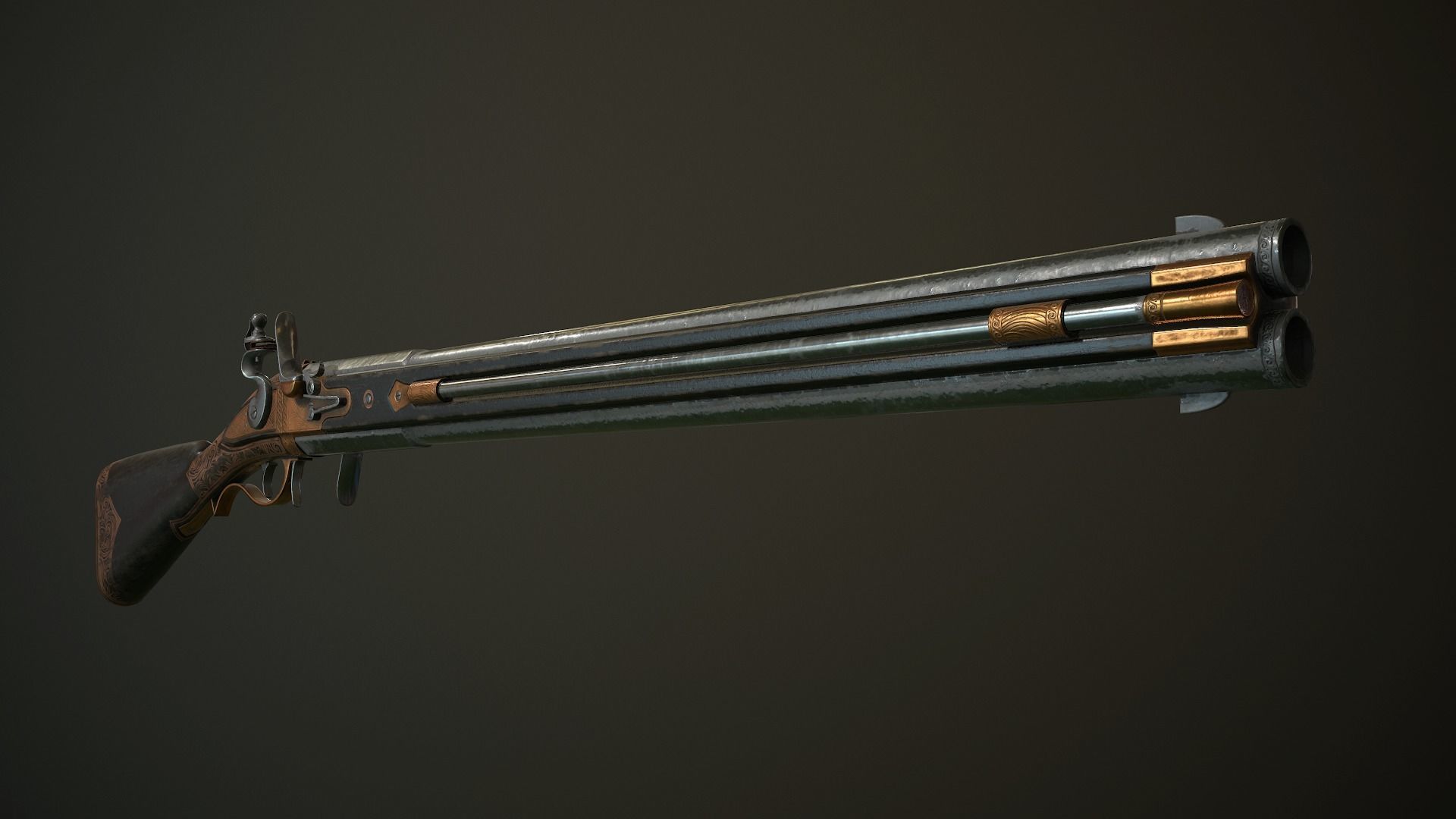 Collection of classic guns 3 Low-poly 3D model_34