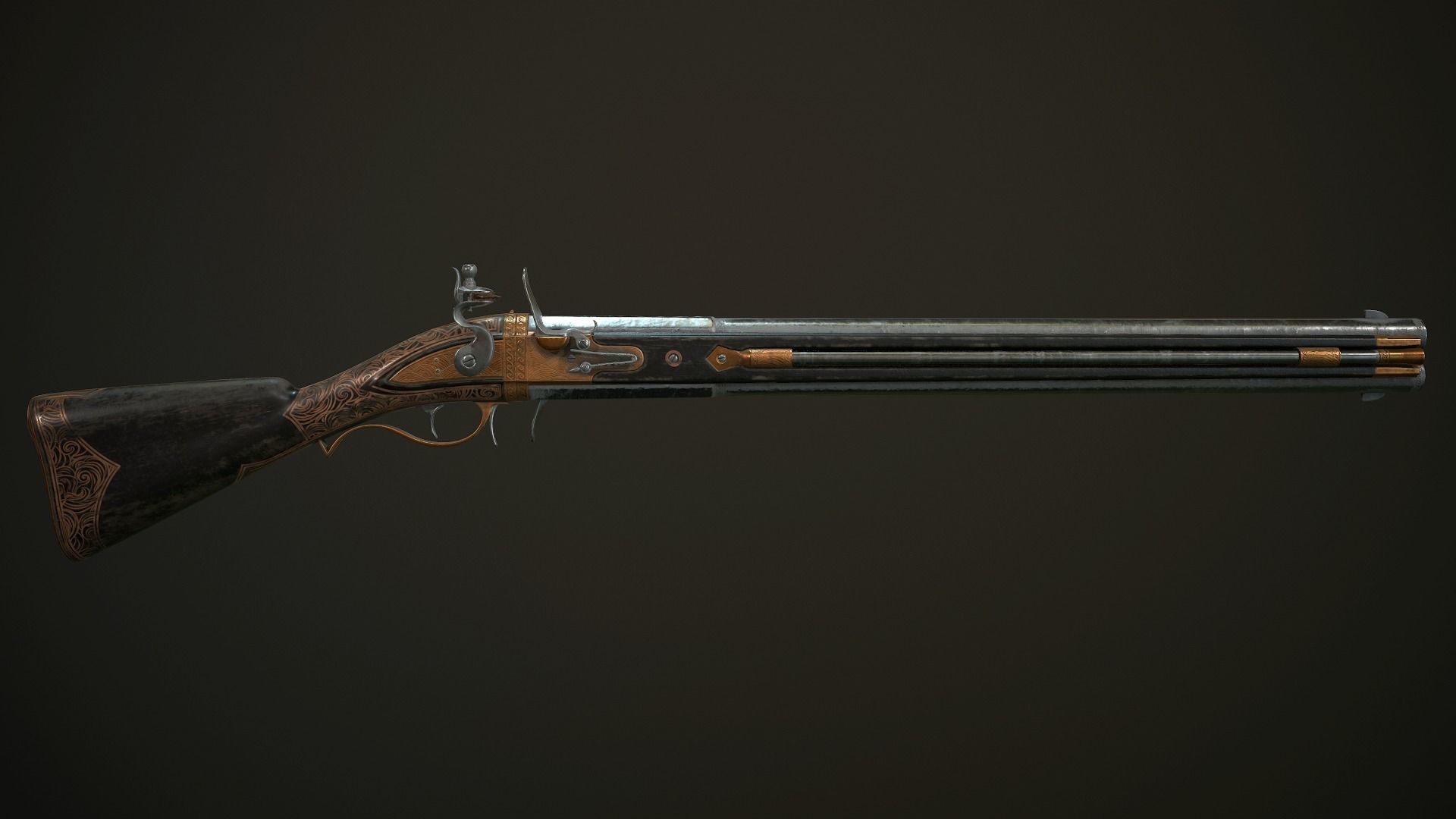 Collection of classic guns 3 Low-poly 3D model_36