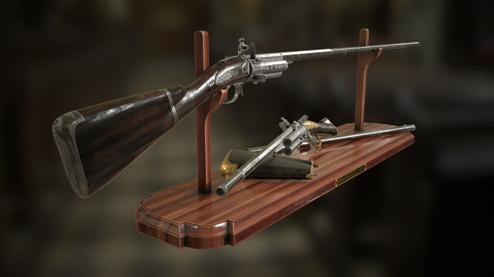 Collection of classic guns 3 Low-poly 3D model_67