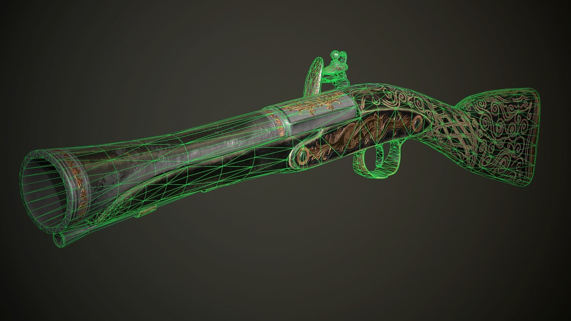 Collection of classic guns 3 Low-poly 3D model_65