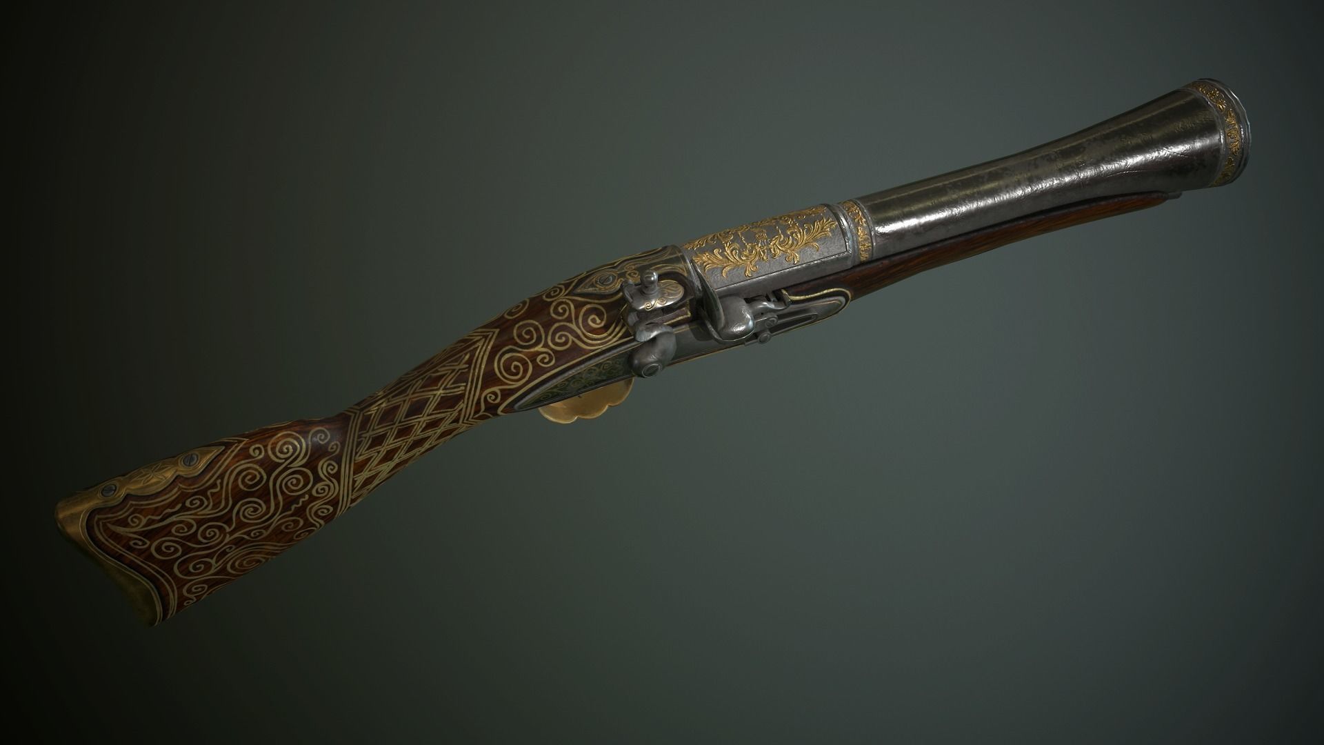 Collection of classic guns 3 Low-poly 3D model_56