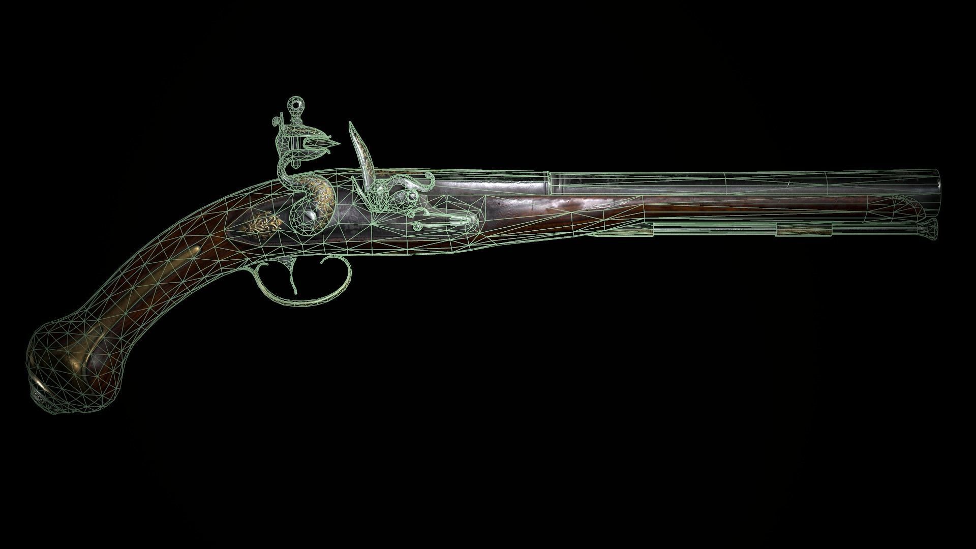 Collection of classic guns 3 Low-poly 3D model_51