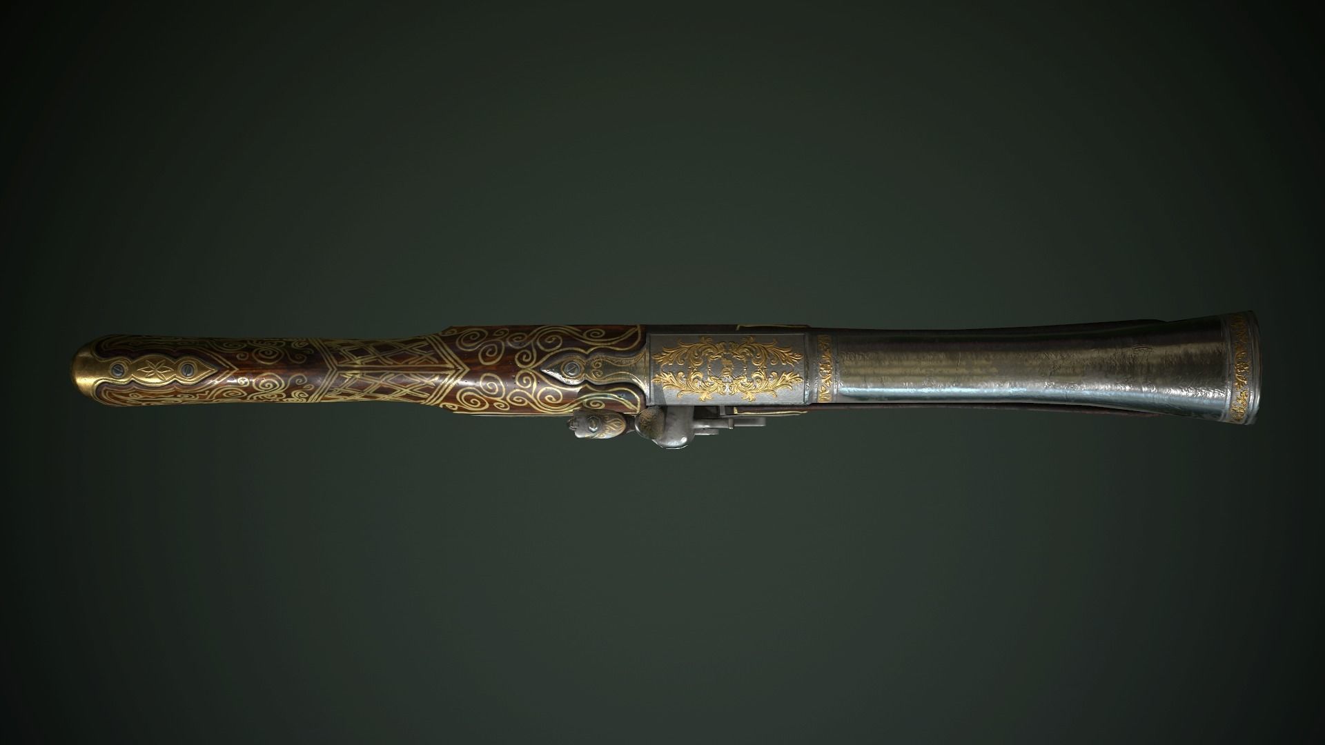 Collection of classic guns 3 Low-poly 3D model_59