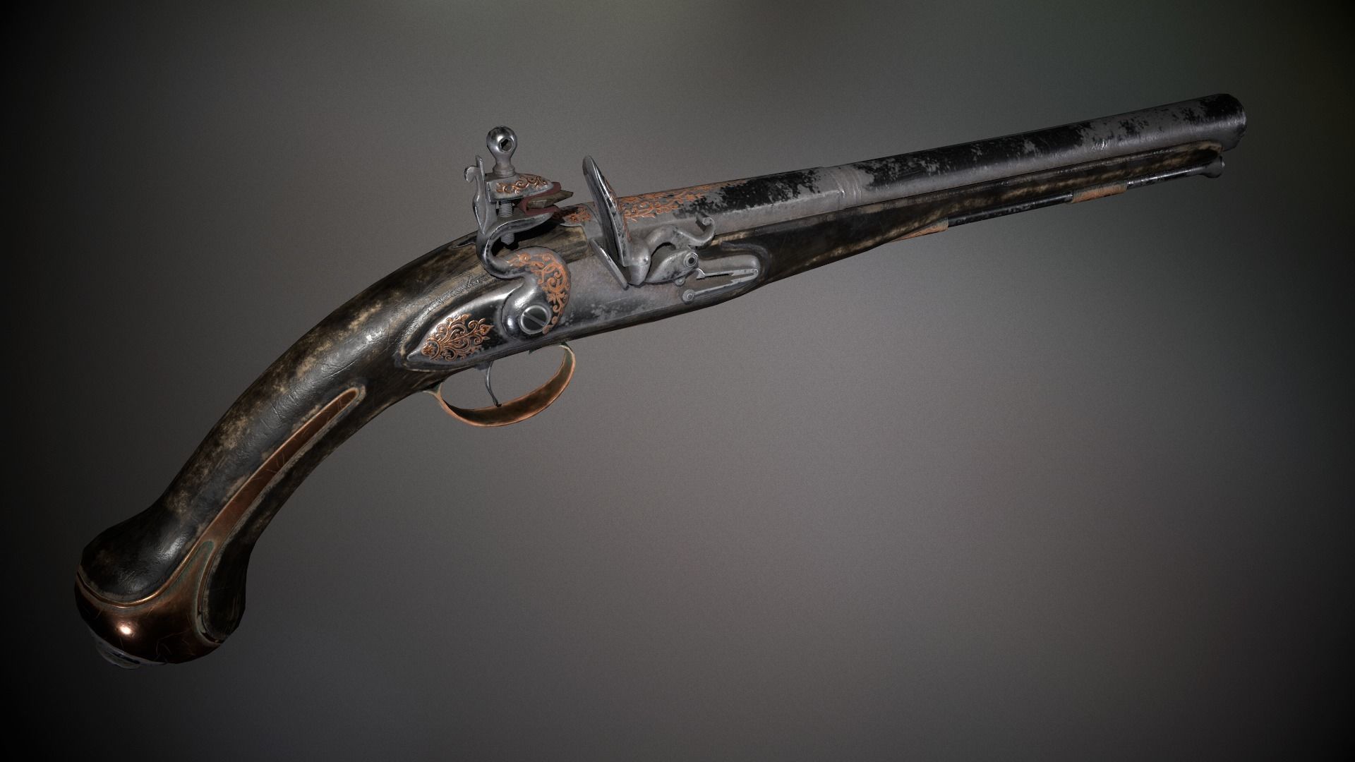 Collection of classic guns 3 Low-poly 3D model_46