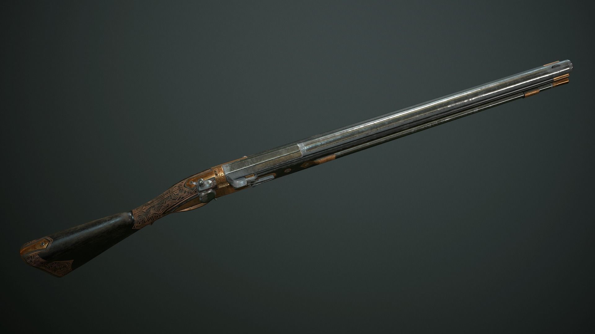 Collection of classic guns 3 Low-poly 3D model_35