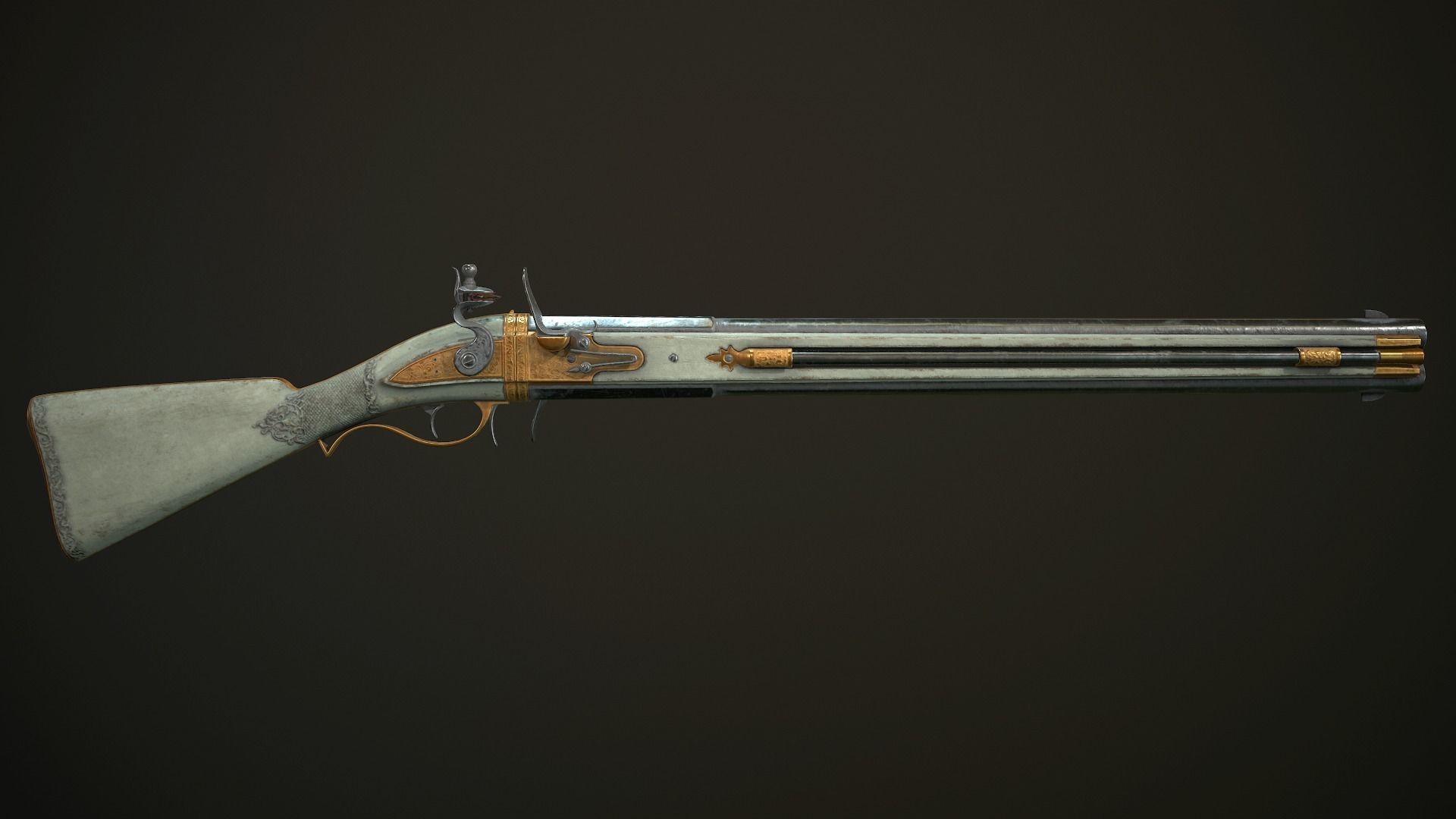 Collection of classic guns 3 Low-poly 3D model_29