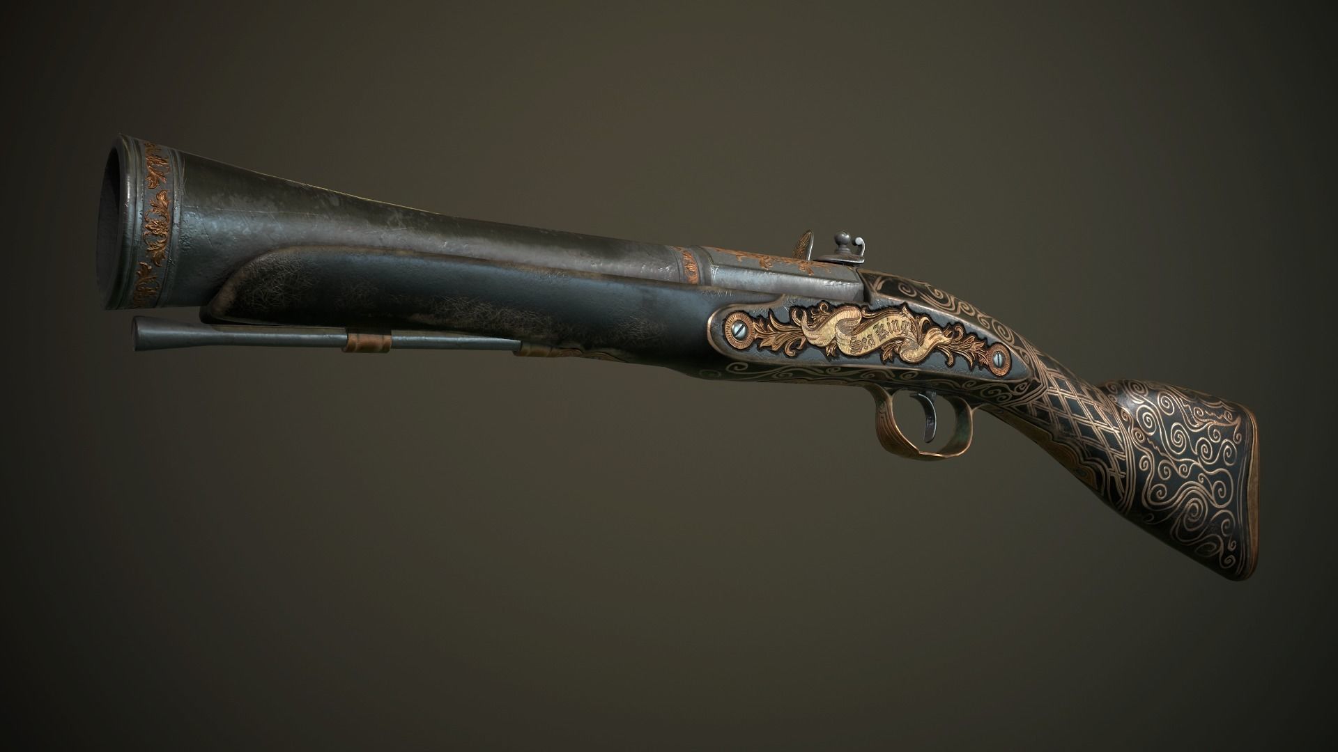 Collection of classic guns 3 Low-poly 3D model_62