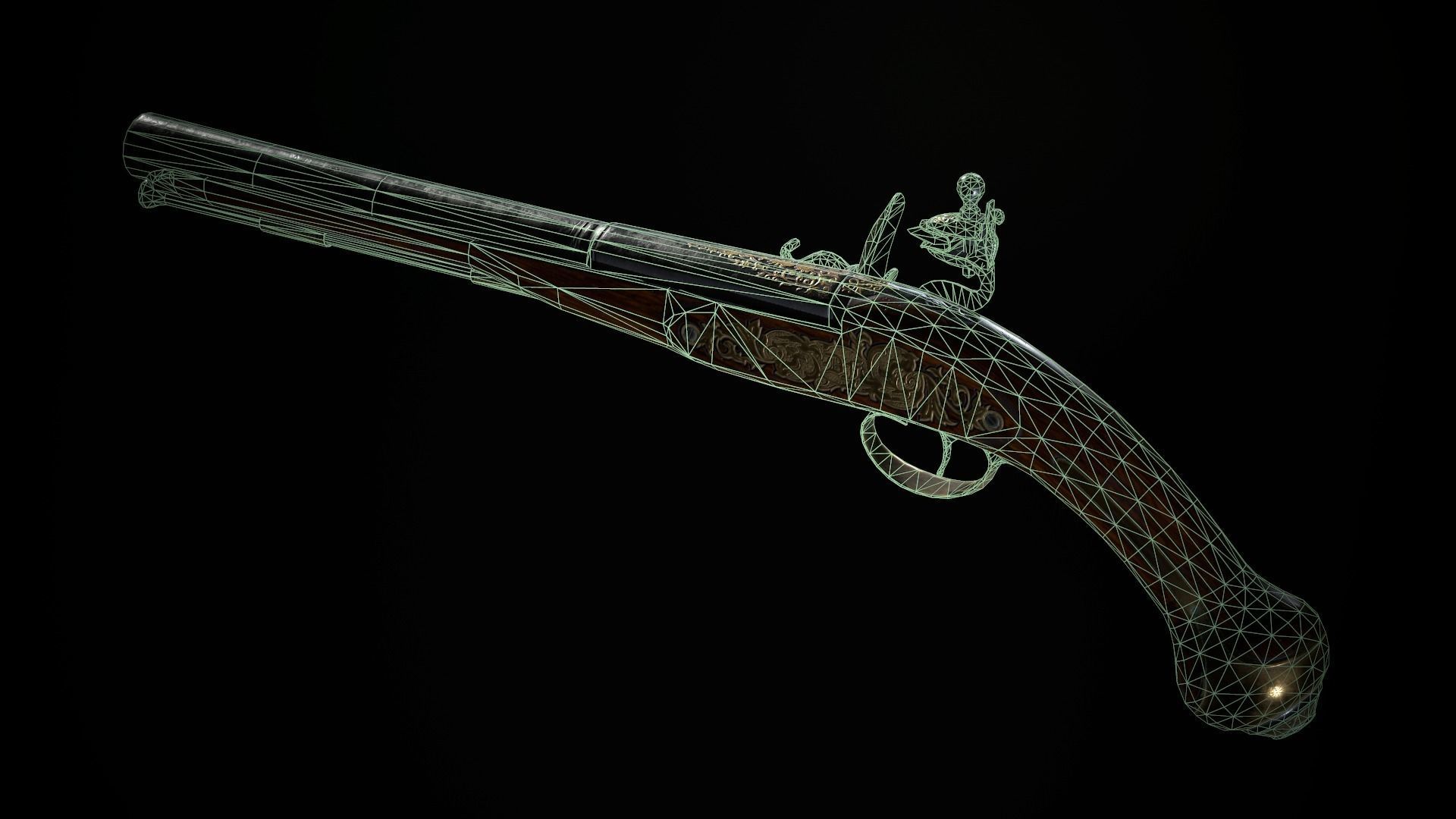 Collection of classic guns 3 Low-poly 3D model_52