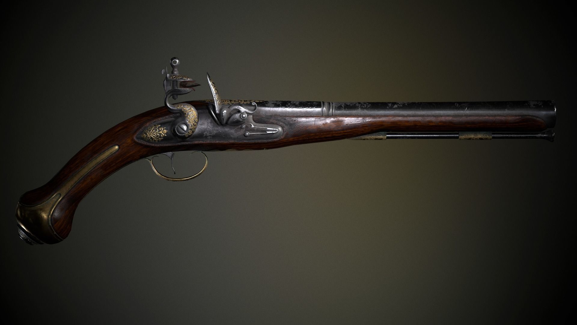 Collection of classic guns 3 Low-poly 3D model_43