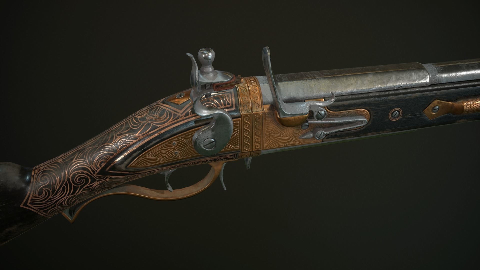 Collection of classic guns 3 Low-poly 3D model_33